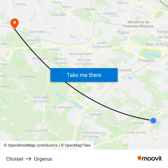 Choisel to Orgerus map