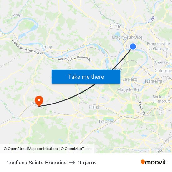Conflans-Sainte-Honorine to Orgerus map