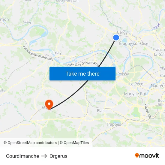Courdimanche to Orgerus map