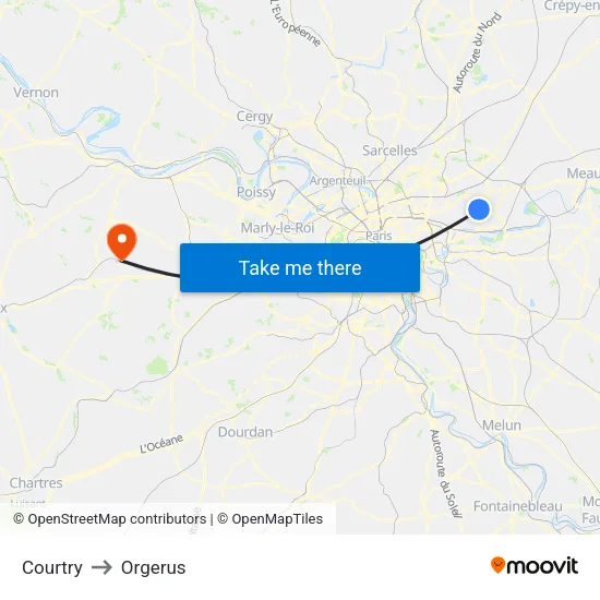 Courtry to Orgerus map