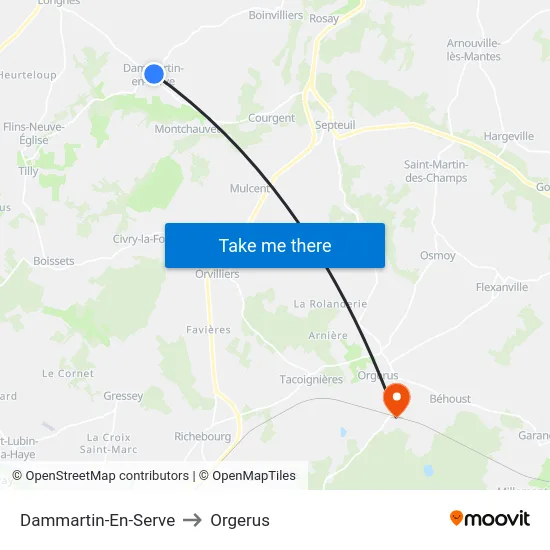 Dammartin-En-Serve to Orgerus map