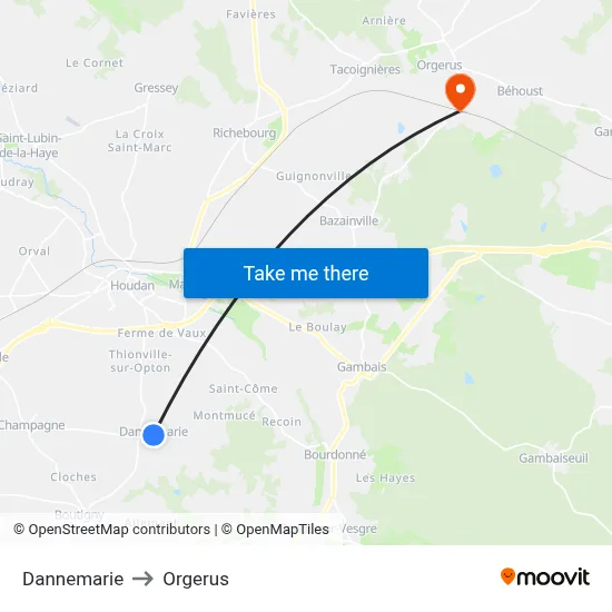 Dannemarie to Orgerus map