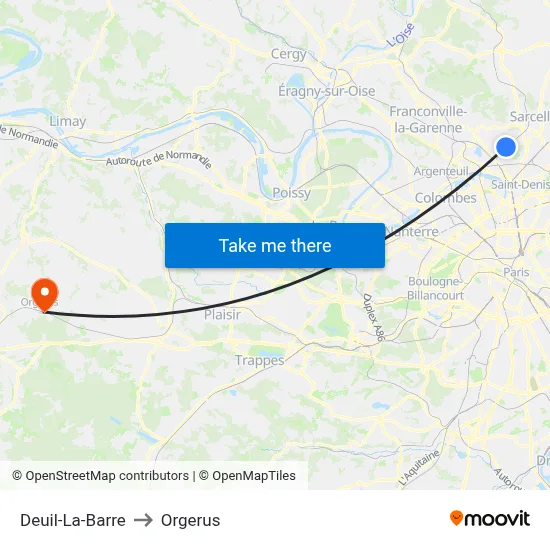 Deuil-La-Barre to Orgerus map