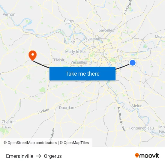 Emerainville to Orgerus map