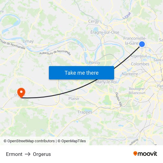 Ermont to Orgerus map