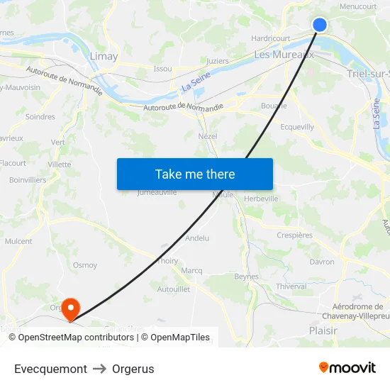 Evecquemont to Orgerus map