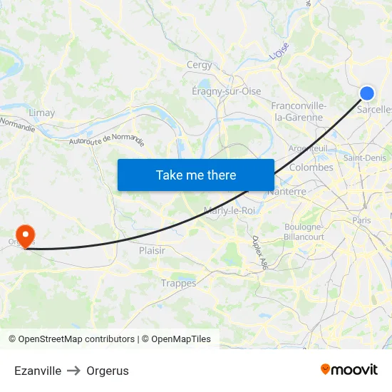 Ezanville to Orgerus map