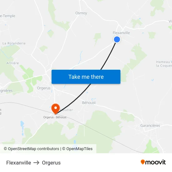 Flexanville to Orgerus map