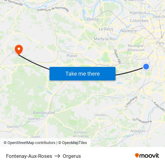 Fontenay-Aux-Roses to Orgerus map