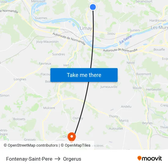 Fontenay-Saint-Pere to Orgerus map