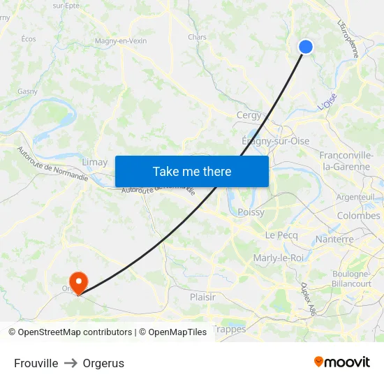 Frouville to Orgerus map