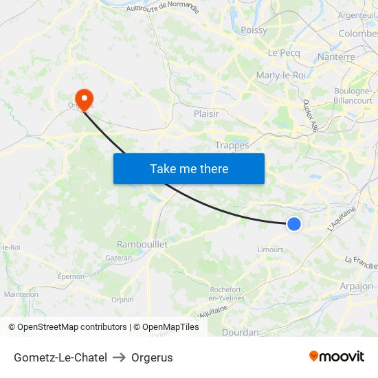 Gometz-Le-Chatel to Orgerus map