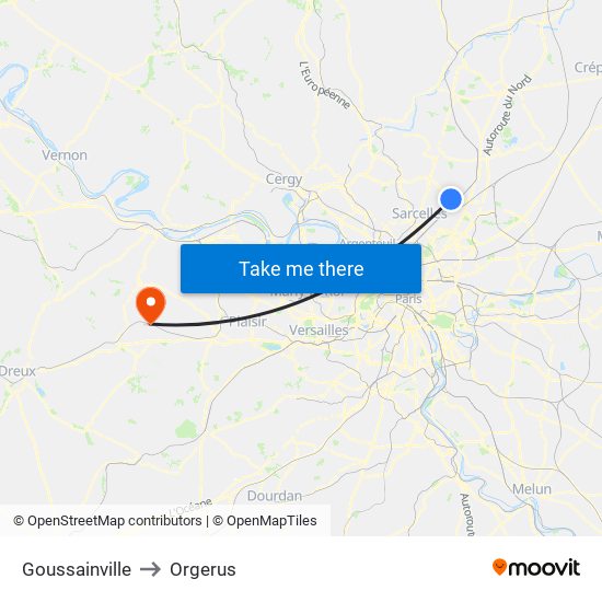 Goussainville to Orgerus map