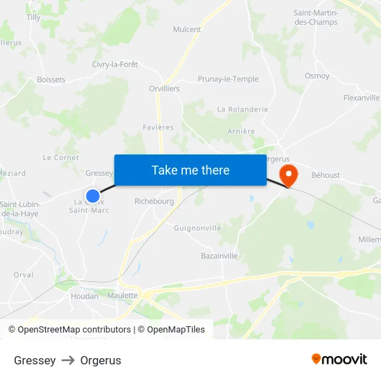 Gressey to Orgerus map