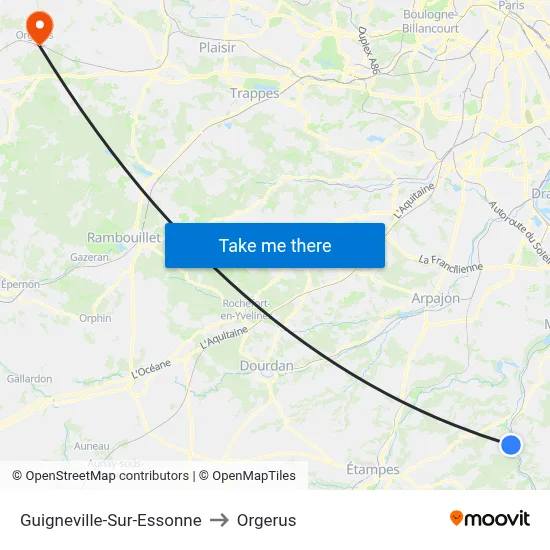 Guigneville-Sur-Essonne to Orgerus map