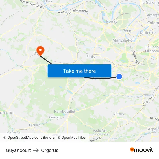 Guyancourt to Orgerus map
