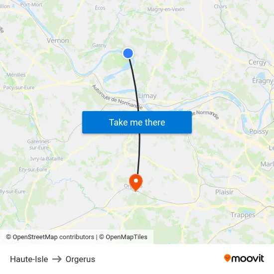 Haute-Isle to Orgerus map