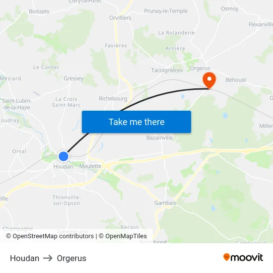 Houdan to Orgerus map