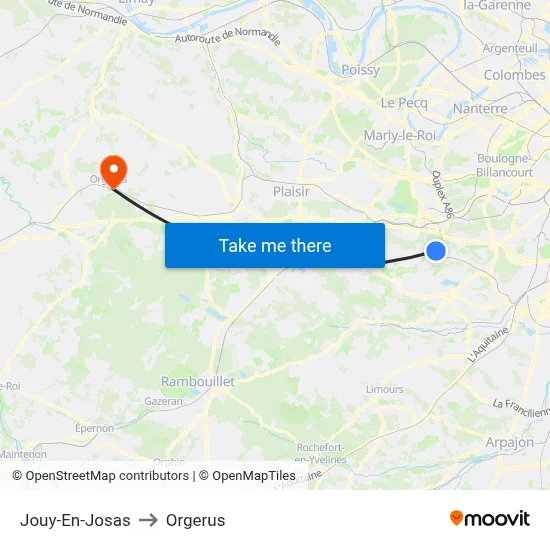 Jouy-En-Josas to Orgerus map
