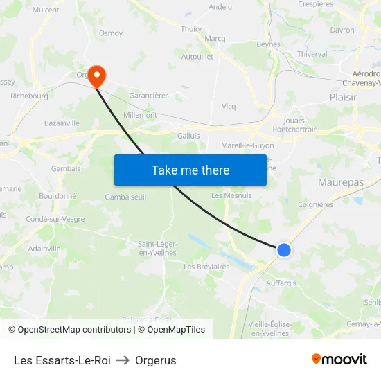 Les Essarts-Le-Roi to Orgerus map