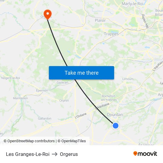 Les Granges-Le-Roi to Orgerus map
