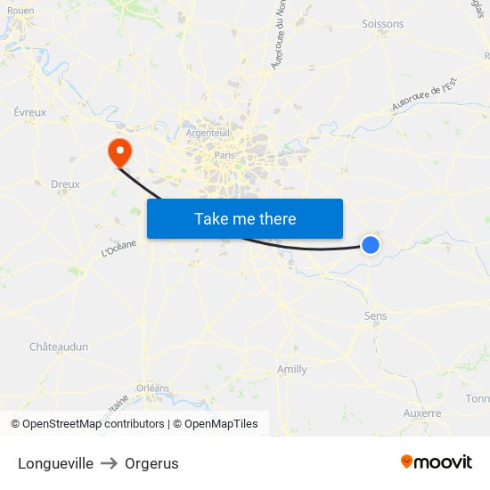 Longueville to Orgerus map