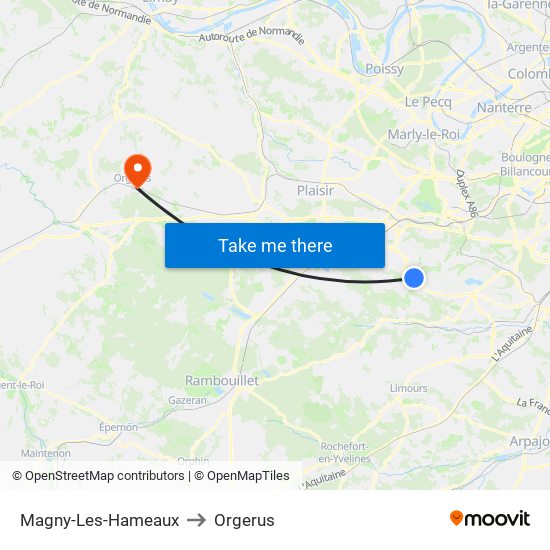 Magny-Les-Hameaux to Orgerus map