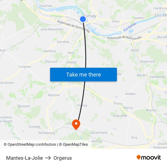 Mantes-La-Jolie to Orgerus map