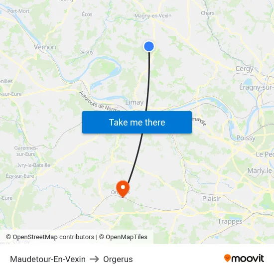 Maudetour-En-Vexin to Orgerus map