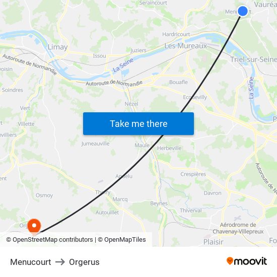 Menucourt to Orgerus map
