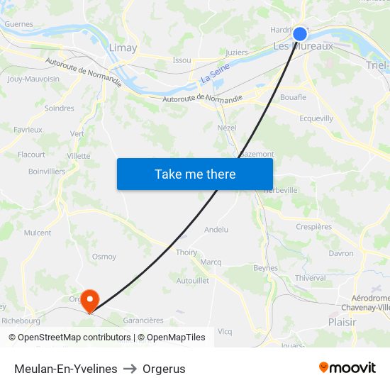 Meulan-En-Yvelines to Orgerus map