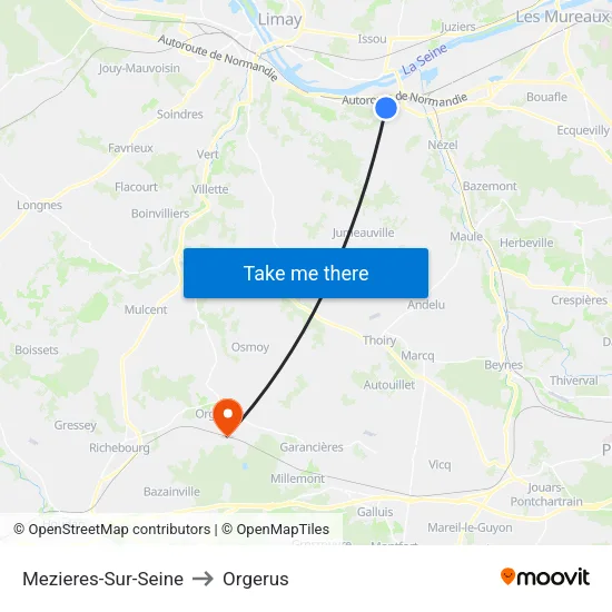 Mezieres-Sur-Seine to Orgerus map