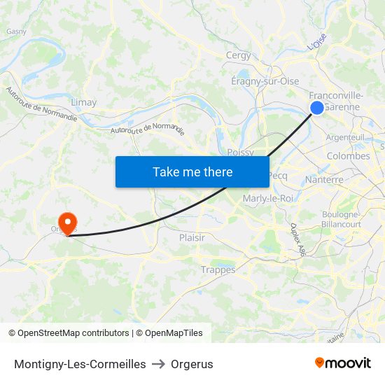 Montigny-Les-Cormeilles to Orgerus map