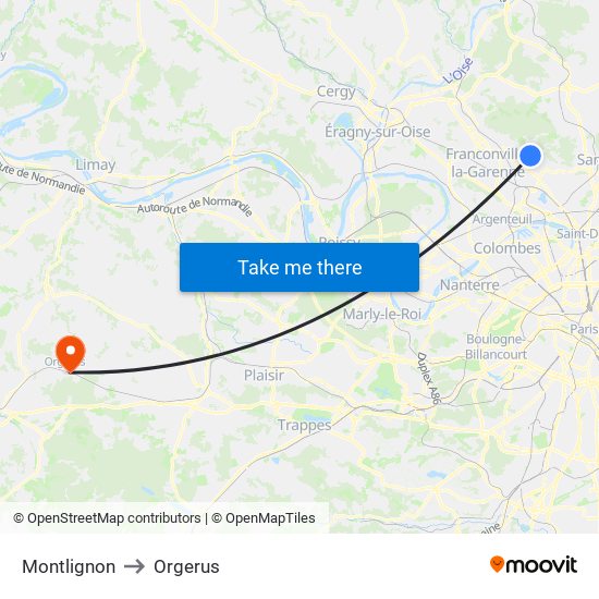 Montlignon to Orgerus map