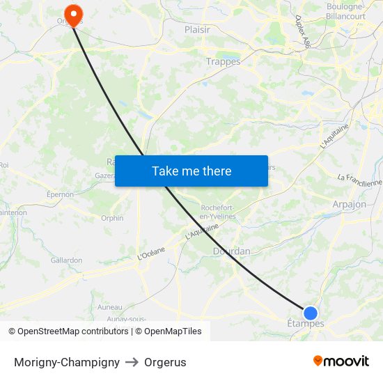 Morigny-Champigny to Orgerus map