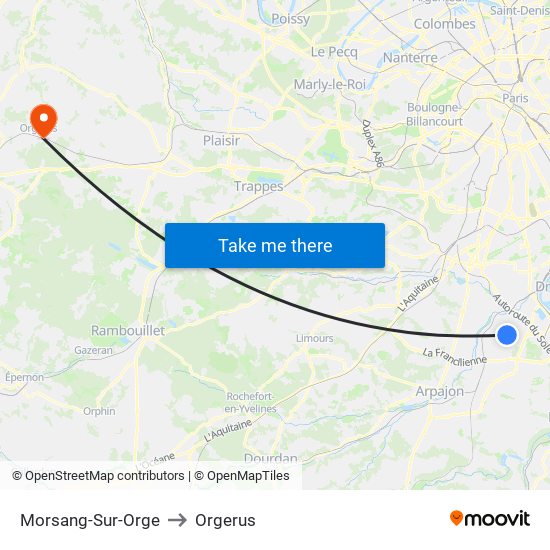 Morsang-Sur-Orge to Orgerus map