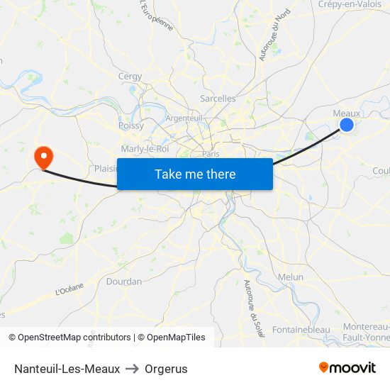 Nanteuil-Les-Meaux to Orgerus map