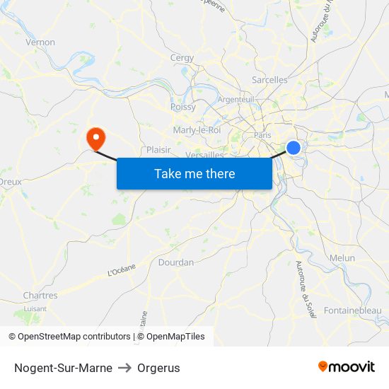 Nogent-Sur-Marne to Orgerus map
