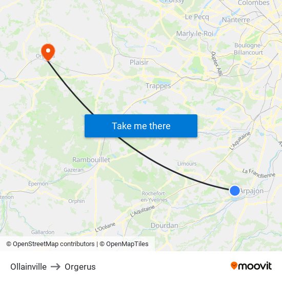 Ollainville to Orgerus map
