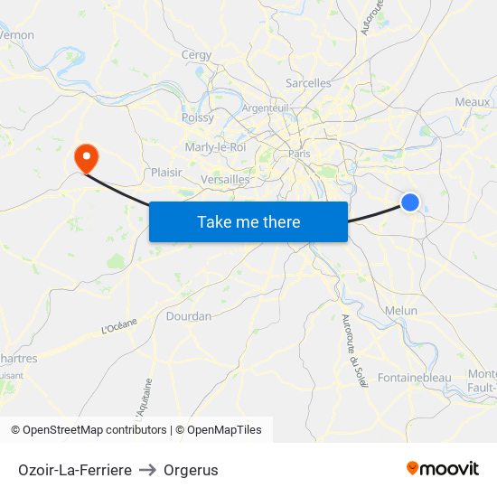 Ozoir-La-Ferriere to Orgerus map
