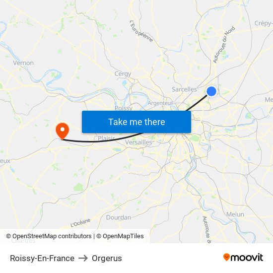 Roissy-En-France to Orgerus map
