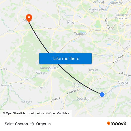 Saint-Cheron to Orgerus map
