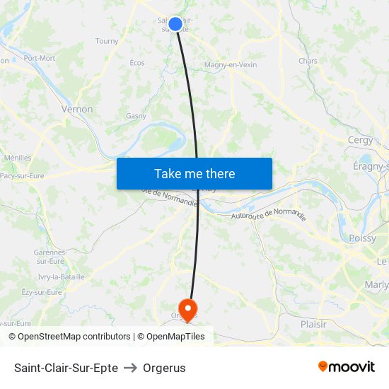 Saint-Clair-Sur-Epte to Orgerus map