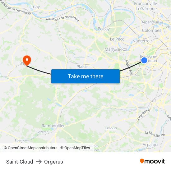 Saint-Cloud to Orgerus map