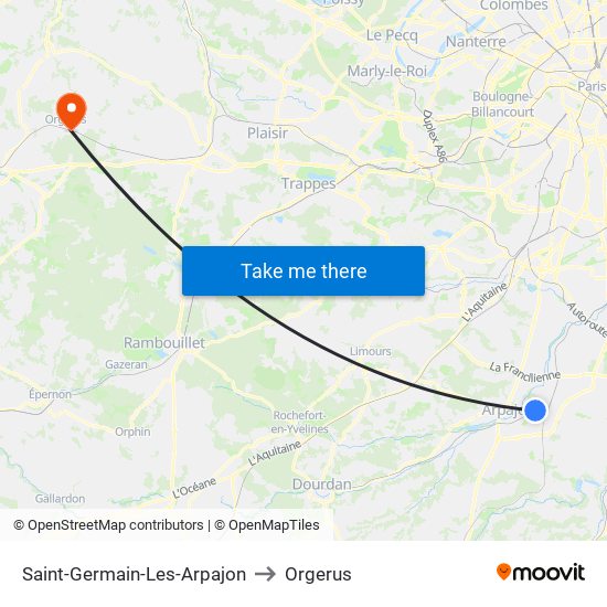 Saint-Germain-Les-Arpajon to Orgerus map