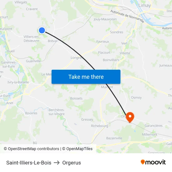 Saint-Illiers-Le-Bois to Orgerus map