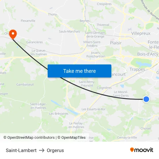 Saint-Lambert to Orgerus map