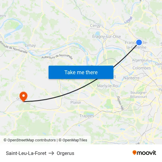 Saint-Leu-La-Foret to Orgerus map