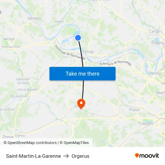 Saint-Martin-La-Garenne to Orgerus map