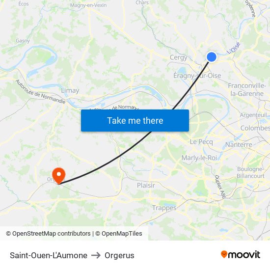 Saint-Ouen-L'Aumone to Orgerus map